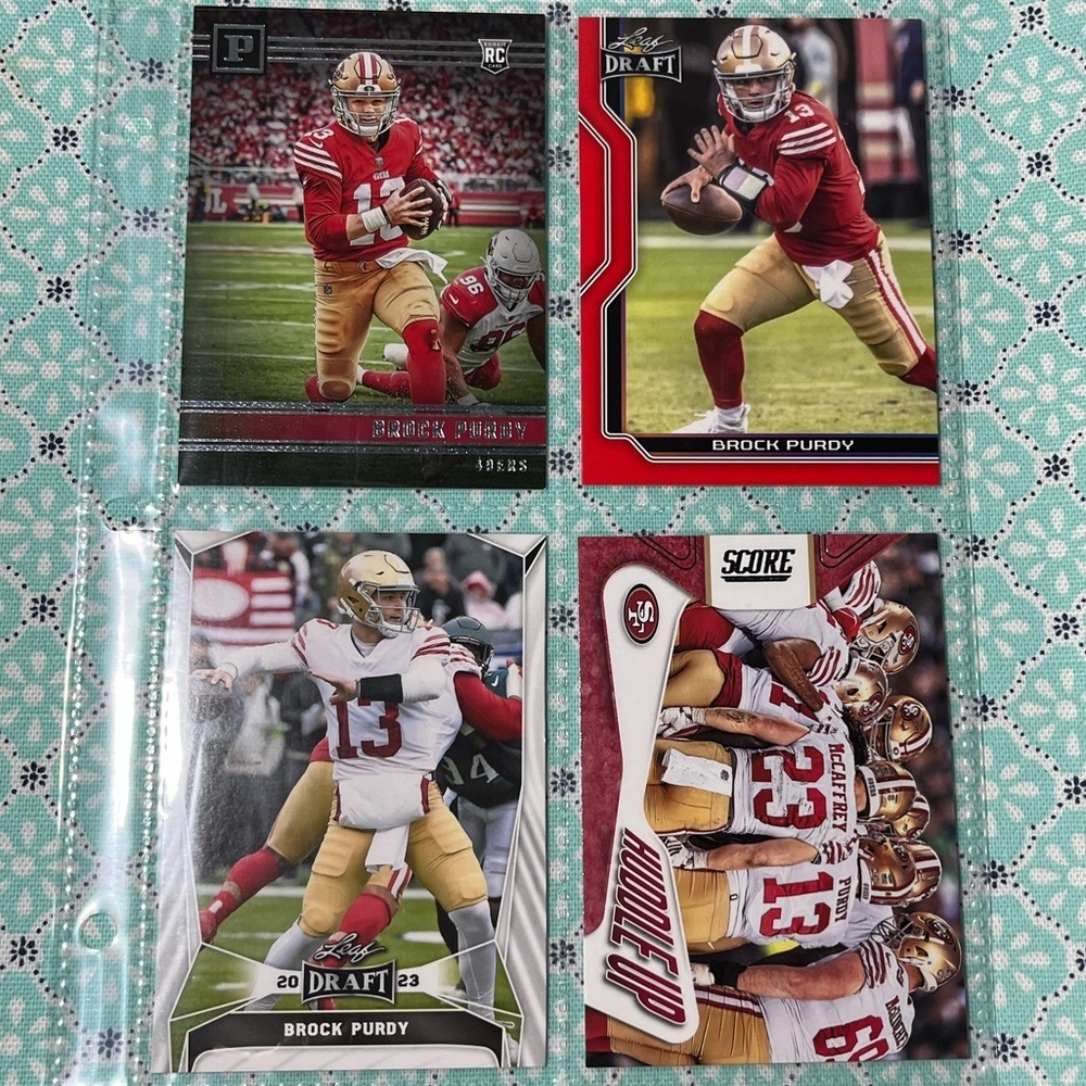 ⭐️🏈 Brock Purdy, NFL Football Sports Trading Cards, Set of 4 (ST4)